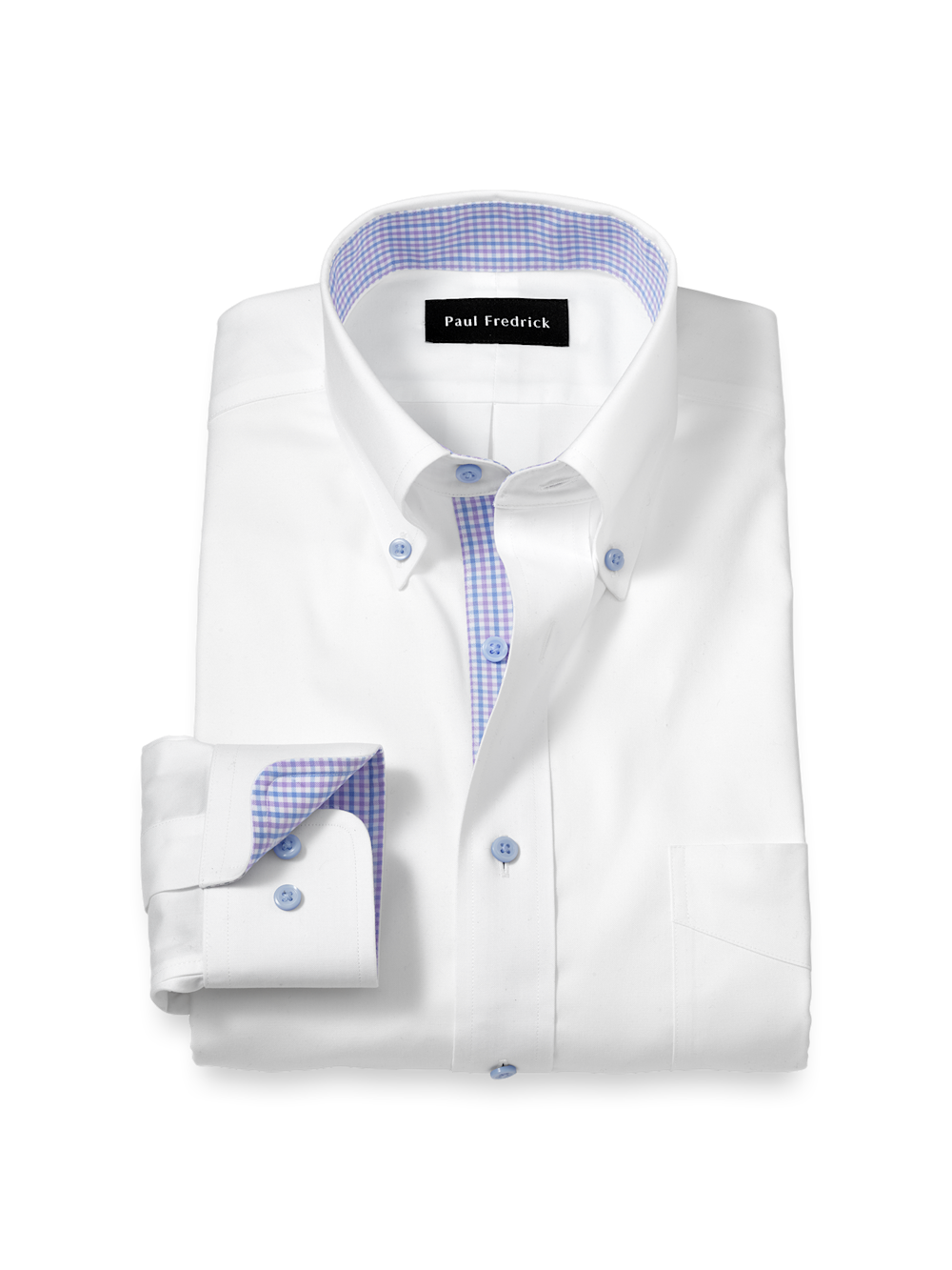 Product Image of Comfort Stretch Non-iron Solid Dress Shirt With Contrast Trim-White