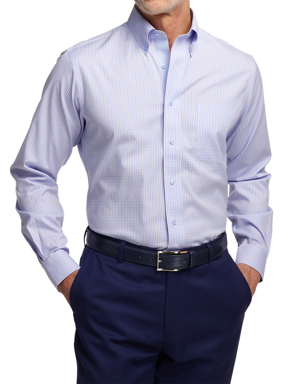 Alternate Image of Comfort Stretch Non-iron Gingham Dress Shirt With Contrast Trim-1