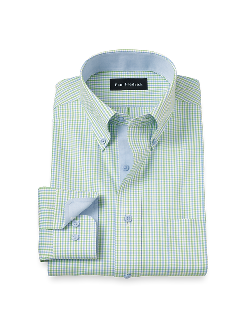 Comfort Stretch Non-Iron Gingham Dress Shirt With Contrast