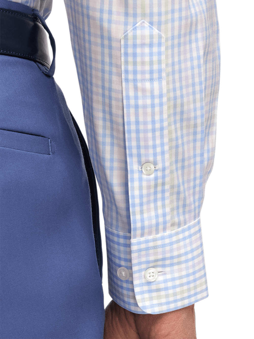 Alternate Image of Comfort Stretch Non-iron Tattersall Dress Shirt With Contrast Trim-3