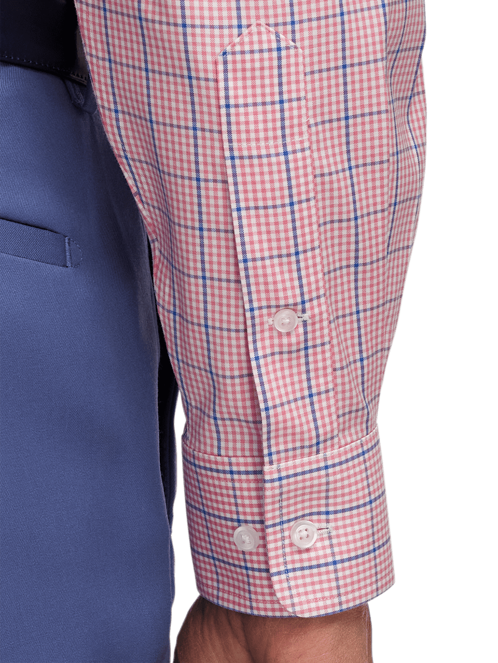 Alternate Image of Comfort Stretch Non-iron Windowpane Dress Shirt With Contrast Trim-3