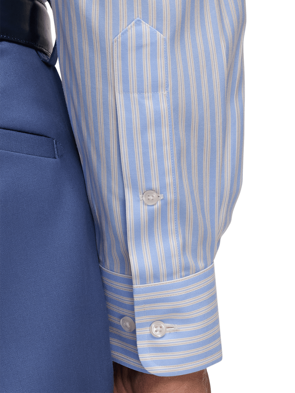 Comfort Stretch Non-Iron Stripe Dress Shirt With Contrast Trim - Blue/ Paul Fredrick Comfort Stretch Non-Iron Stripe Dress Shirt With Contrast Trim - Blue/ Paul Fredrick