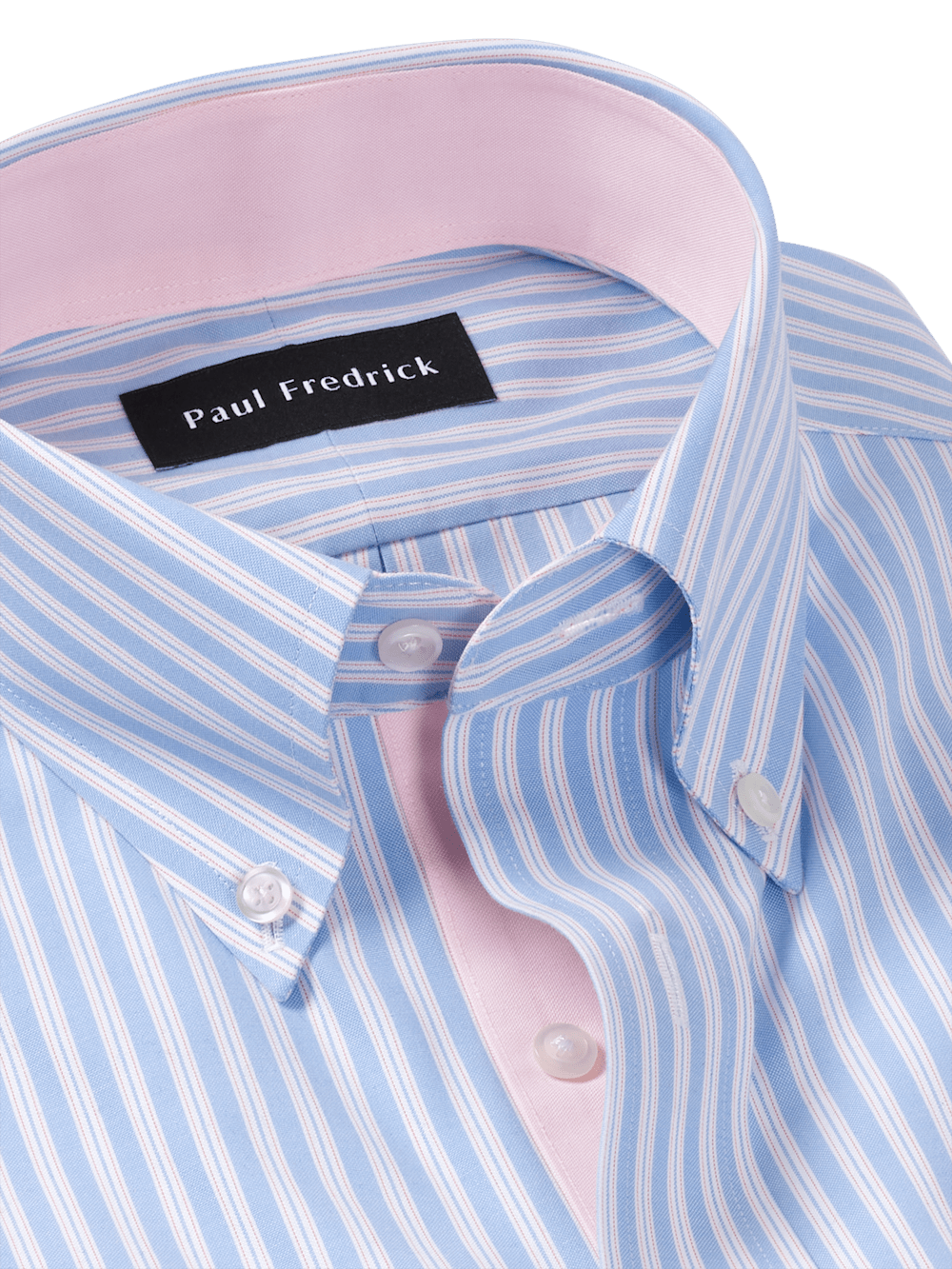 Comfort Stretch Non-Iron Stripe Dress Shirt With Contrast Trim - Blue/pink - Classic Fit / 15 / 32 Comfort Stretch Non-Iron Stripe Dress Shirt With Contrast Trim - Blue/pink - Classic Fit / 15 / 32