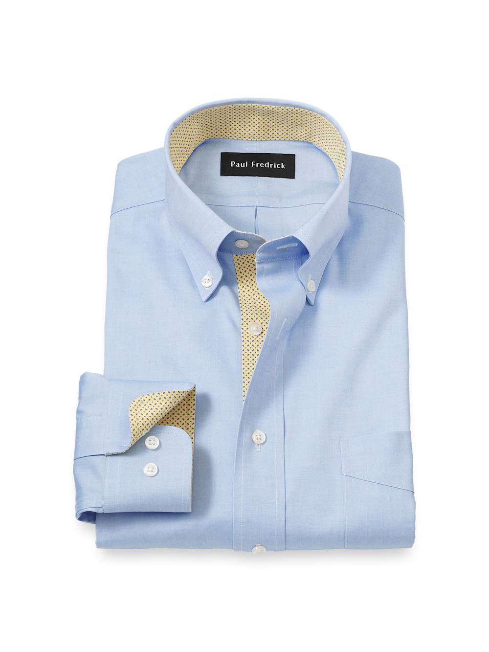 Product Image of Comfort Stretch Non-iron Solid Dress Shirt With Contrast Trim-Blue/Yellow