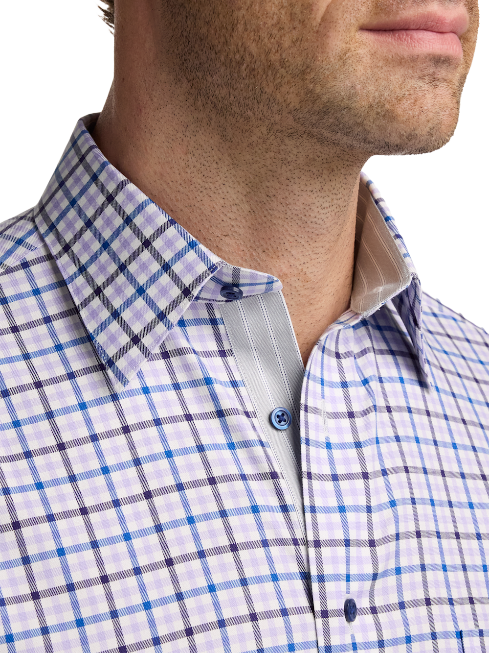 Alternate Image of Traveler Cotton Blend Check Dress Shirt With Contrast Trim-2