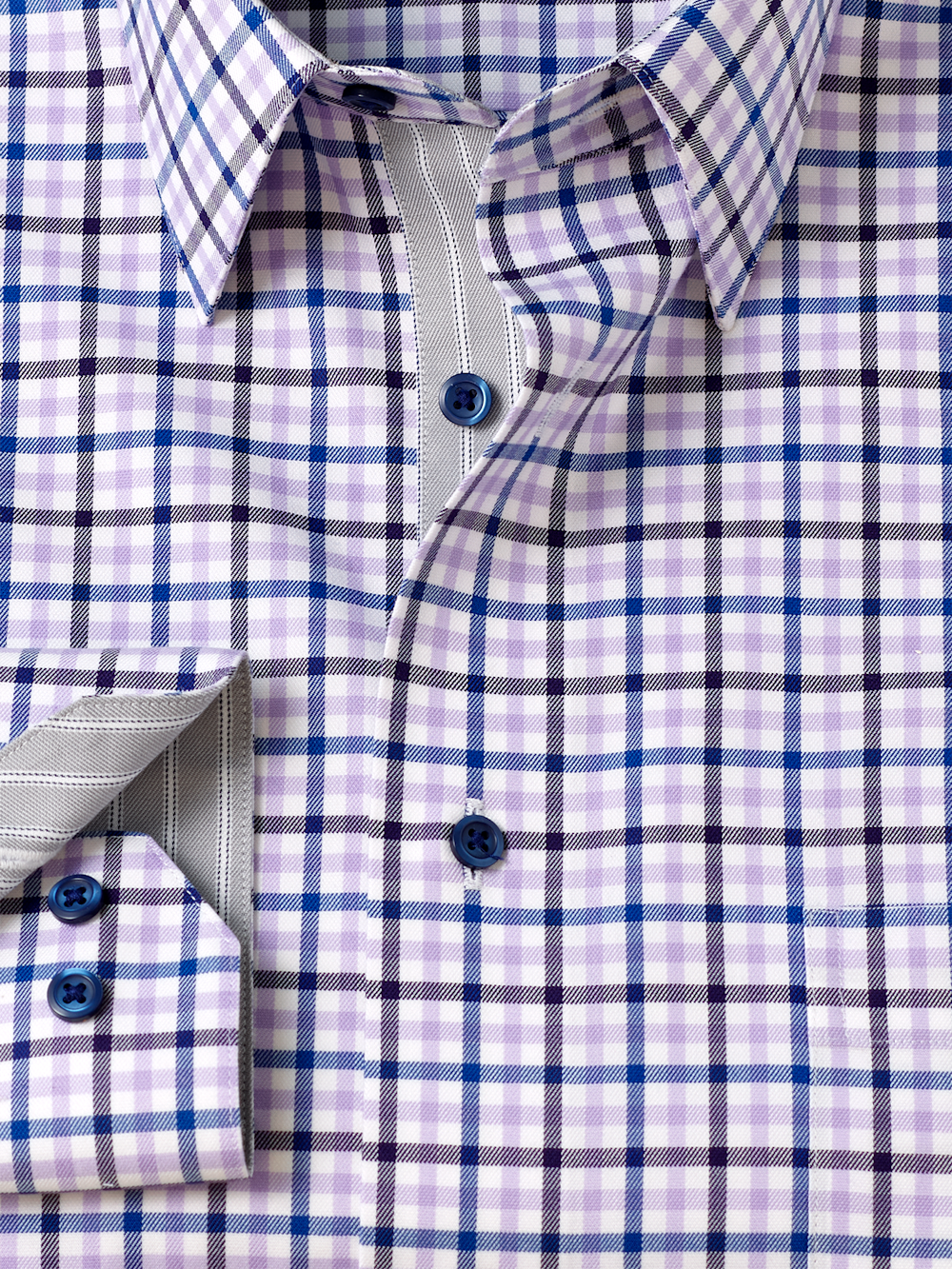 Alternate Image of Traveler Cotton Blend Check Dress Shirt With Contrast Trim-5
