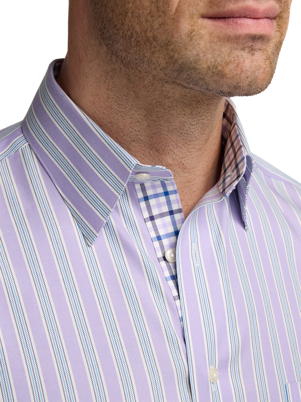 Alternate Image of Traveler Cotton Blend Stripe Dress Shirt With Contrast Trim-2