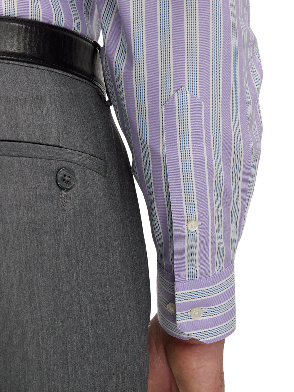 Alternate Image of Traveler Cotton Blend Stripe Dress Shirt With Contrast Trim-3