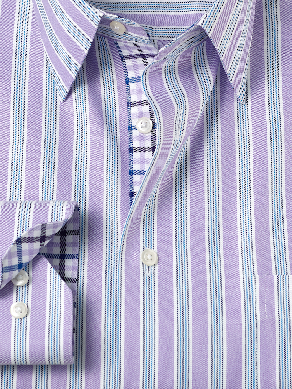 Alternate Image of Traveler Cotton Blend Stripe Dress Shirt With Contrast Trim-5