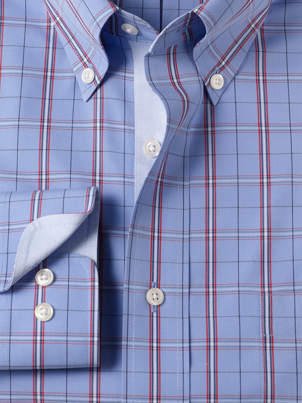Alternate Image of Non-iron Cotton Check Dress Shirt With Contrast Trim-5