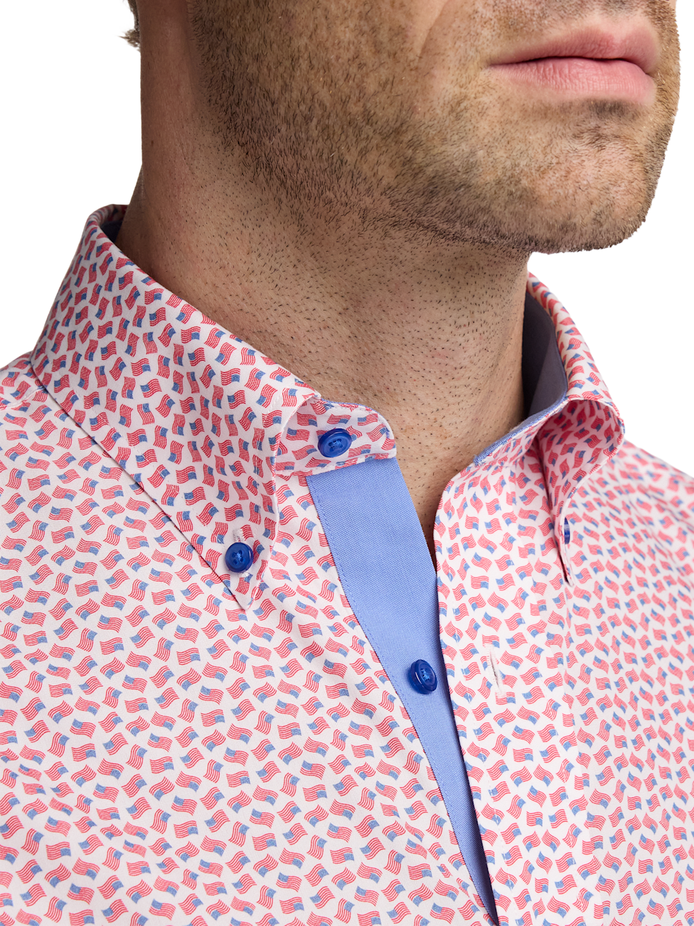 Alternate Image of Non-iron Cotton American Flag Dress Shirt With Contrast Trim-2