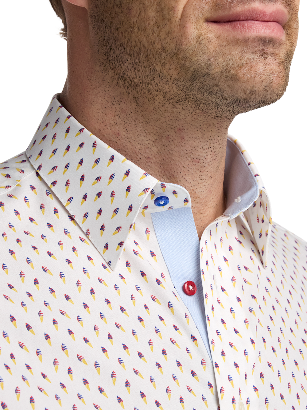 Alternate Image of Non-iron Cotton Ice Cream Cone Dress Shirt With Contrast Trim-2