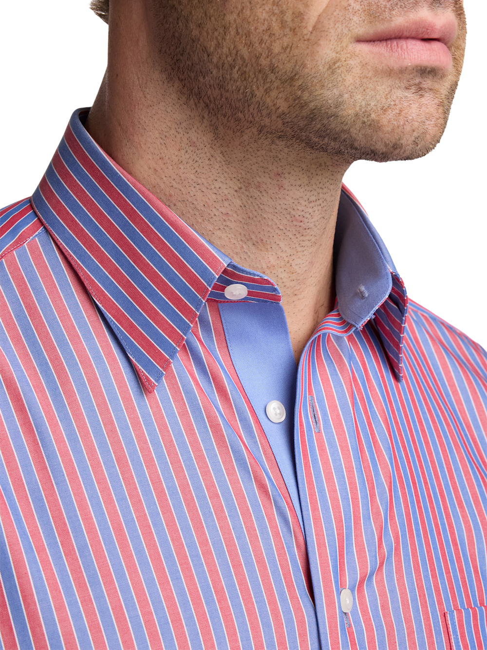 Alternate Image of Non-iron Cotton Stripe Dress Shirt With Contrast Trim-2