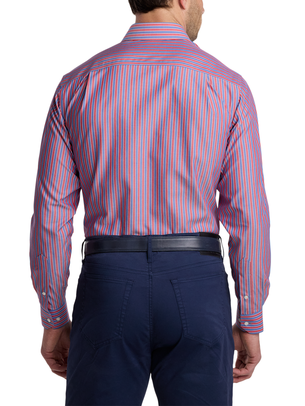 Alternate Image of Non-iron Cotton Stripe Dress Shirt With Contrast Trim-4