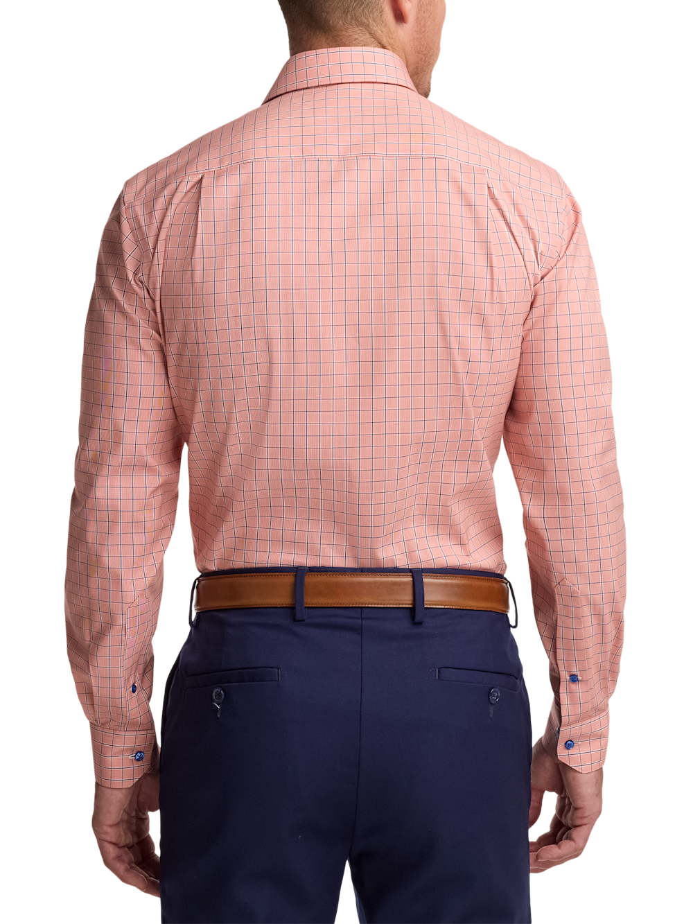 Alternate Image of Comfort Stretch Non-iron Check Dress Shirt With Contrast Trim-4