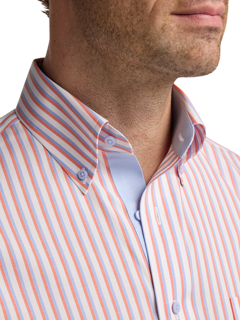 Alternate Image of Comfort Stretch Non-iron Stripe Dress Shirt With Contrast Trim-2