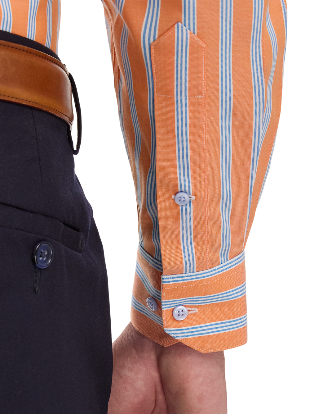 Alternate Image of Comfort Stretch Non-iron Stripe Dress Shirt With Contrast Trim-3