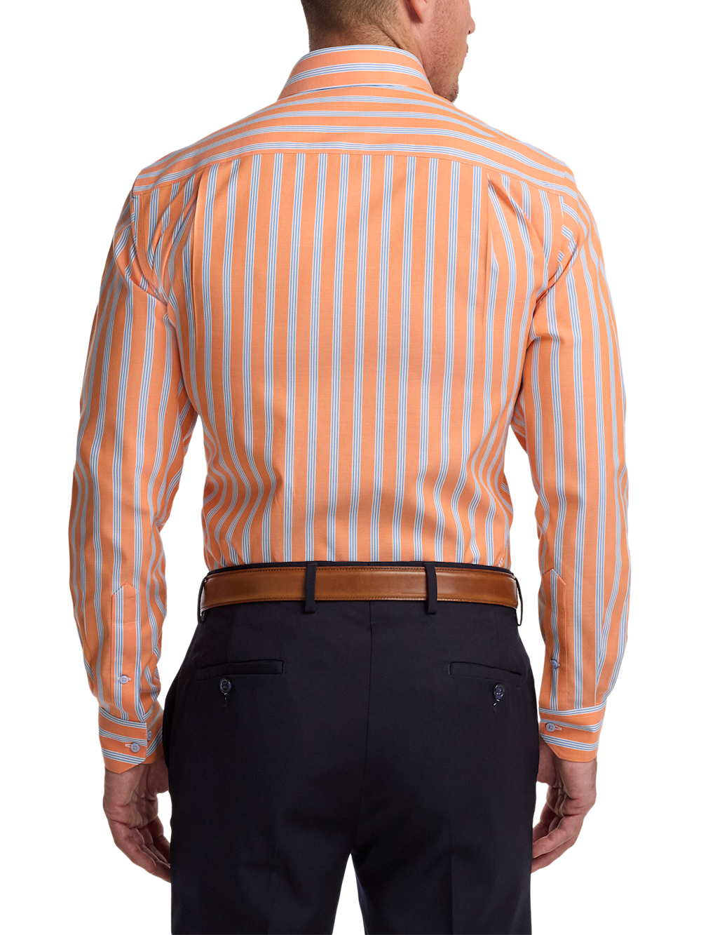 Alternate Image of Comfort Stretch Non-iron Stripe Dress Shirt With Contrast Trim-4