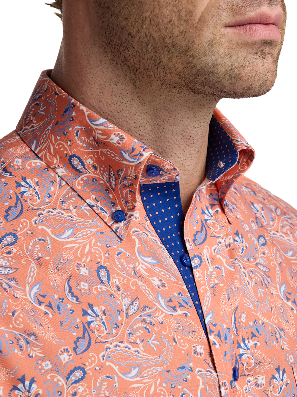 Alternate Image of Comfort Stretch Non-iron Paisley Dress Shirt With Contrast Trim-2
