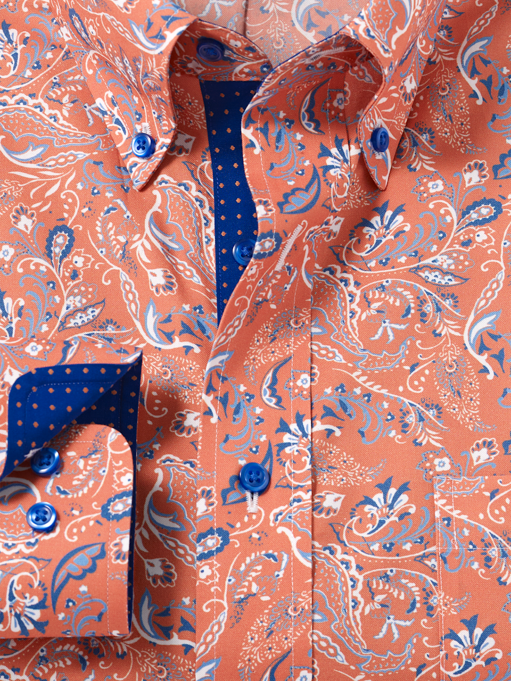 Alternate Image of Comfort Stretch Non-iron Paisley Dress Shirt With Contrast Trim-5