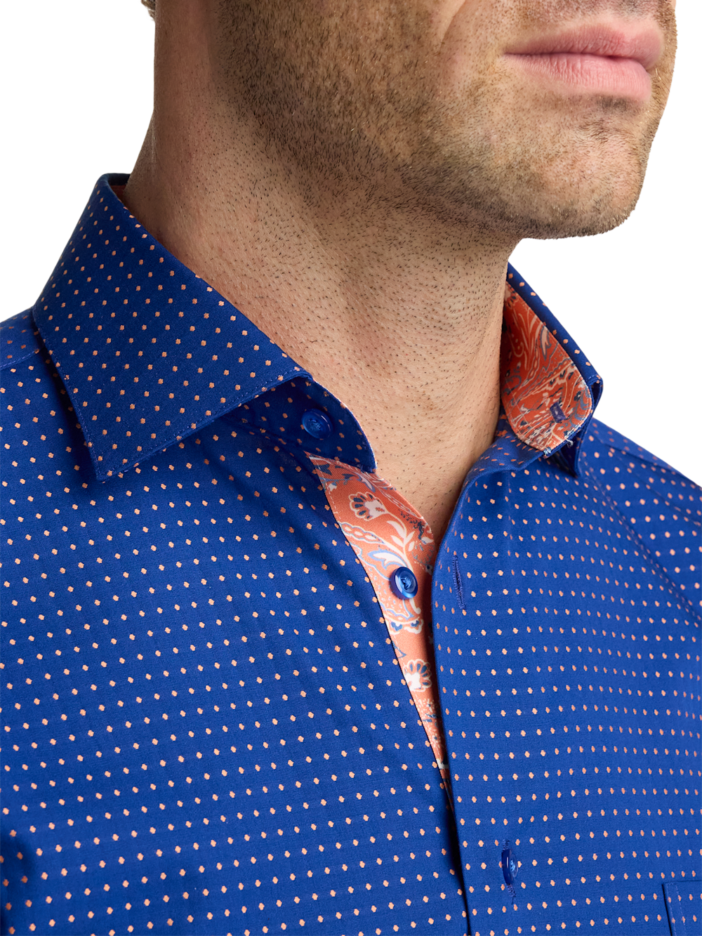 Alternate Image of Comfort Stretch Non-iron Dot Dress Shirt With Contrast Trim-2