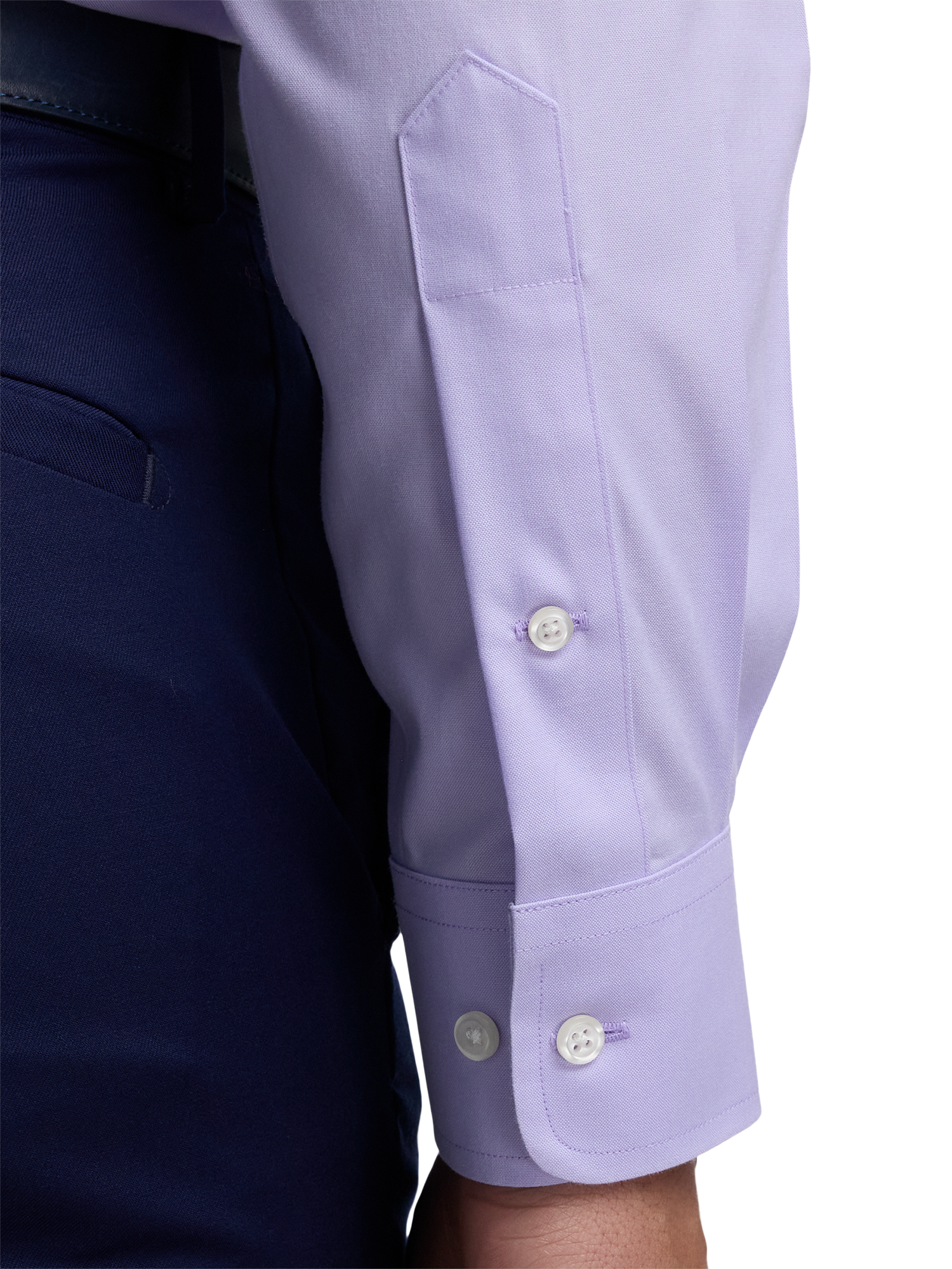 Non-Iron Cotton Pinpoint Solid Button Down Collar Dress Shirt - Lavender