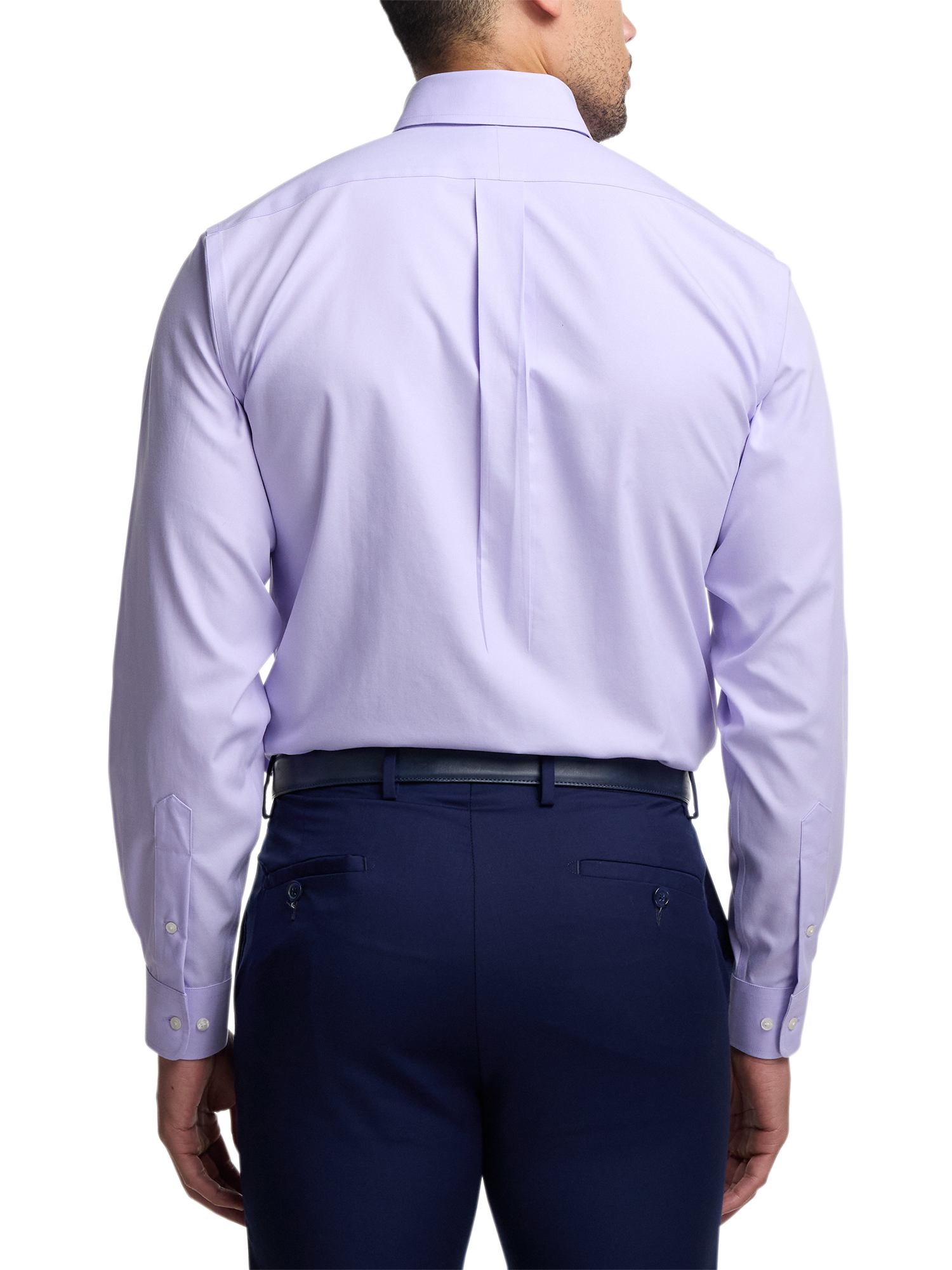 Non-Iron Cotton Pinpoint Solid Button Down Collar Dress Shirt - Lavender