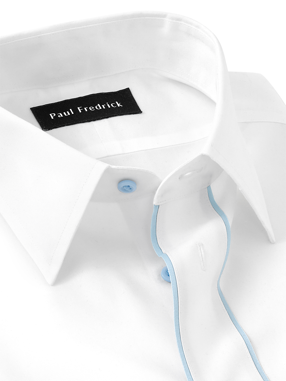 Non Iron Cotton Solid Dress Shirt With Contrast Trim White Paul Fredrick