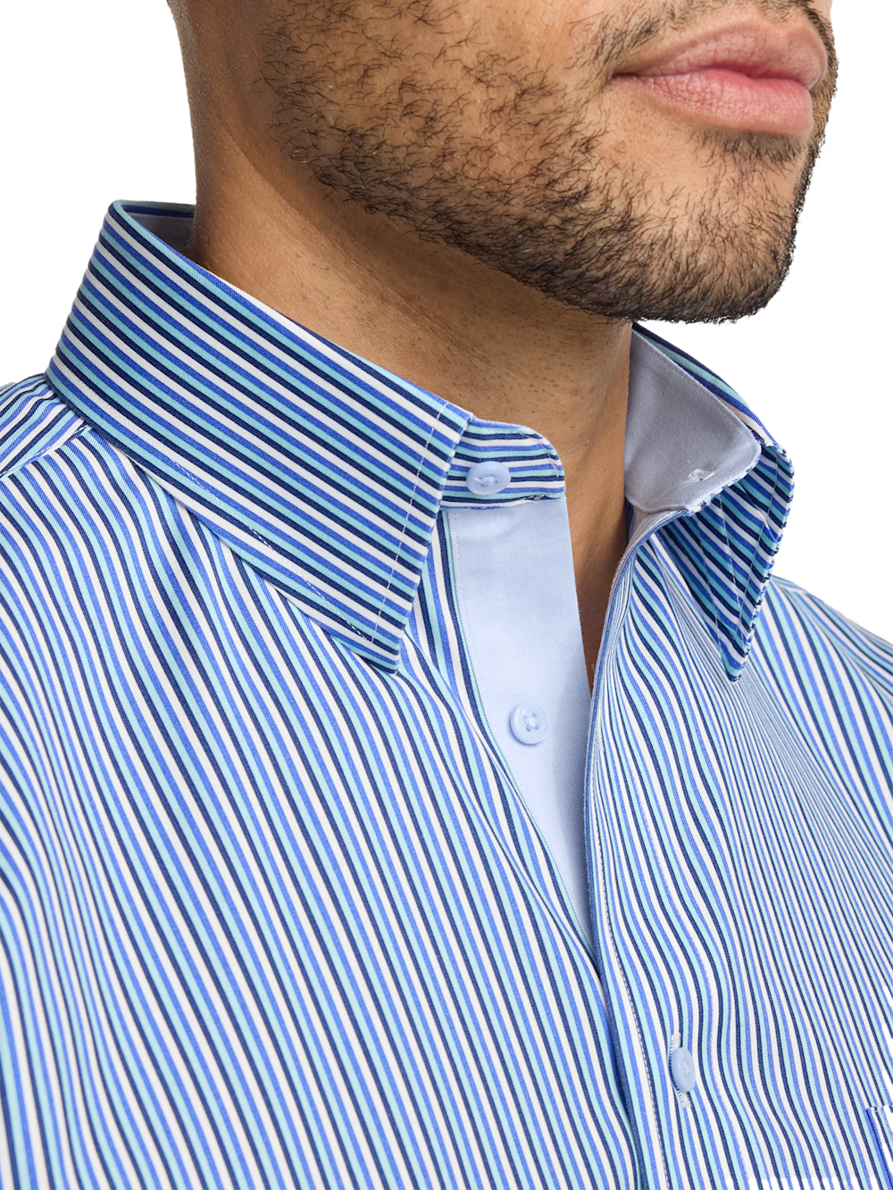 Alternate Image of Comfort Stretch Non-iron Stripe Dress Shirt With Contrast Trim-2