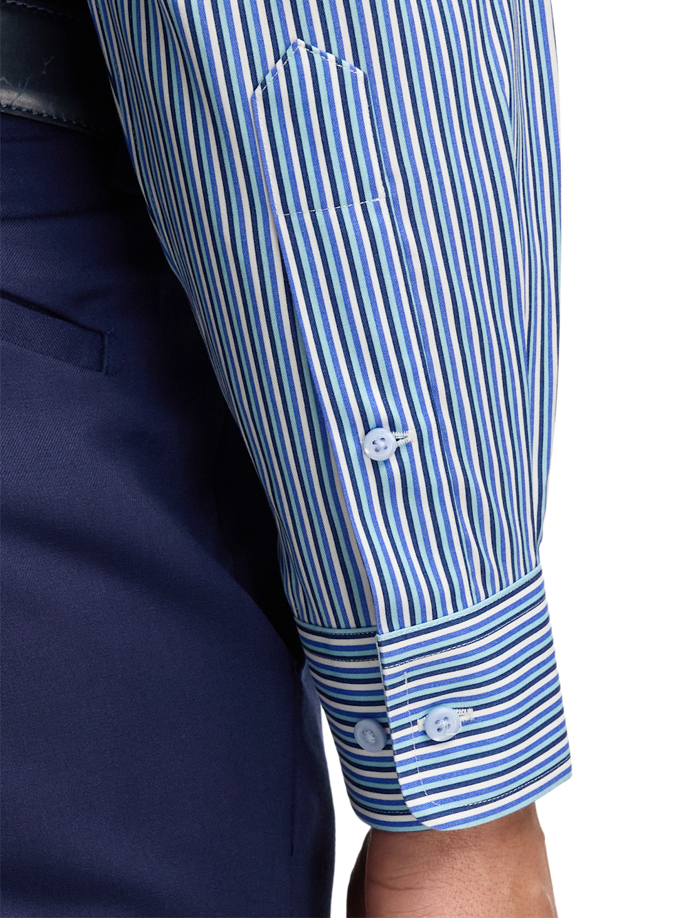 Alternate Image of Comfort Stretch Non-iron Stripe Dress Shirt With Contrast Trim-3