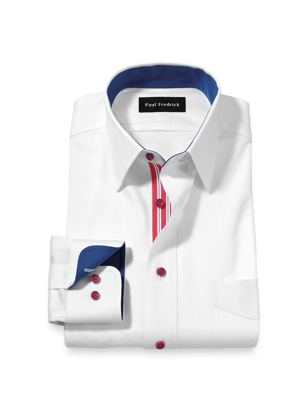 Product Image of Comfort Stretch Non-iron Solid Dress Shirt With Contrast Trim-White