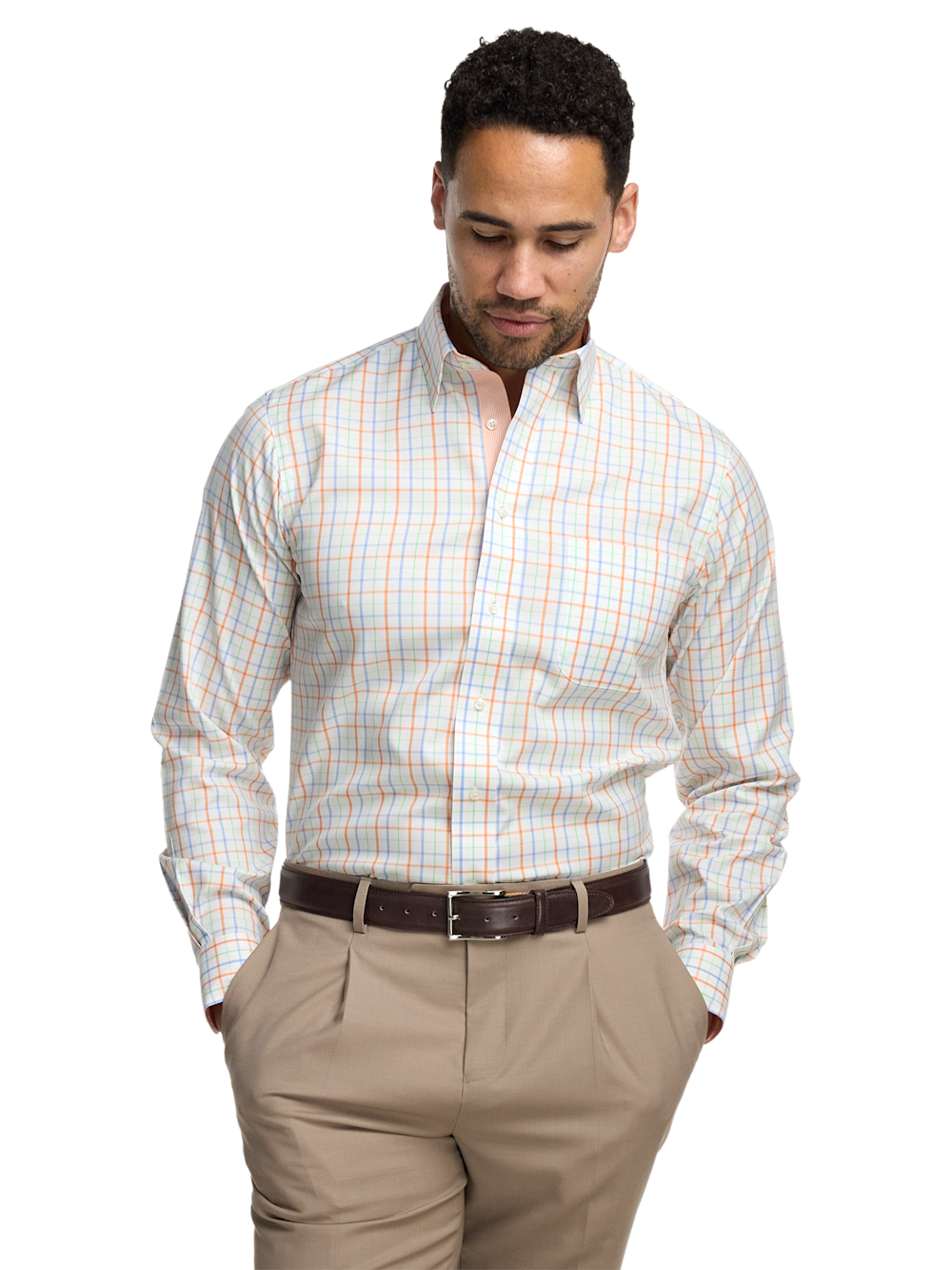 Alternate Image of Comfort Stretch Non-iron Check Dress Shirt With Contrast Trim-1