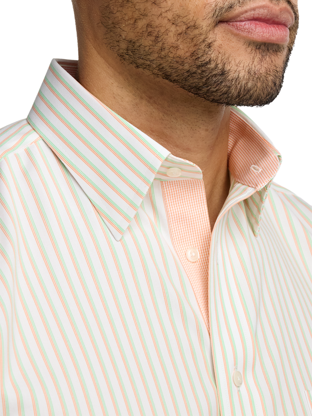 Alternate Image of Comfort Stretch Non-iron Stripe Dress Shirt With Contrast Trim-2