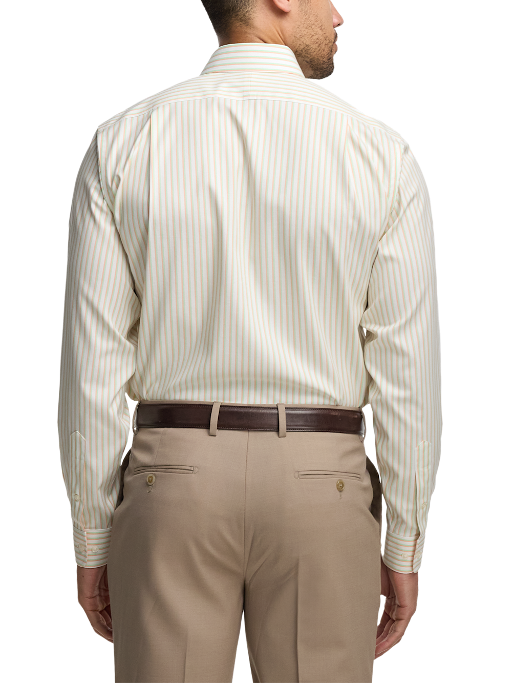 Alternate Image of Comfort Stretch Non-iron Stripe Dress Shirt With Contrast Trim-4