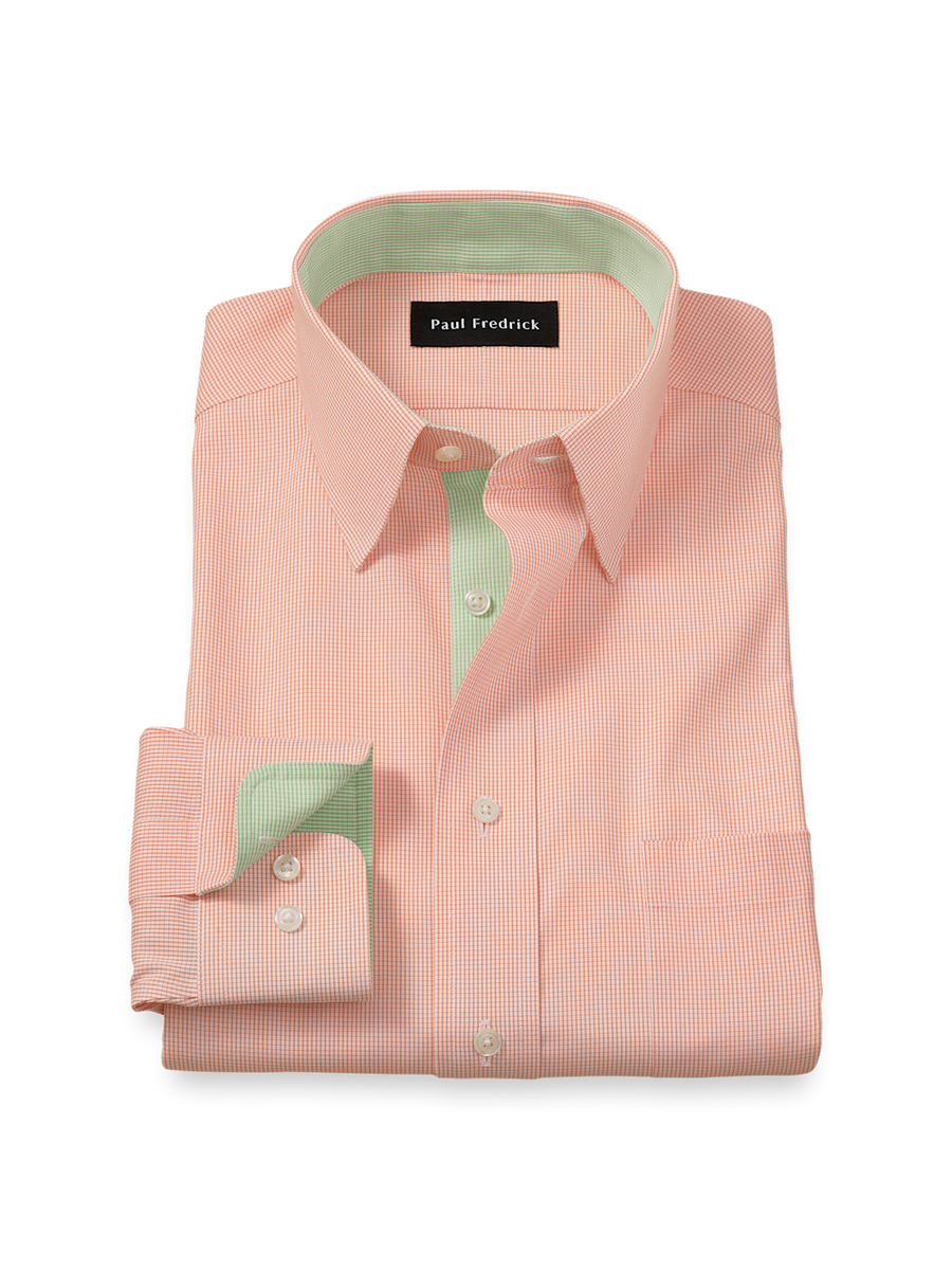 Comfort Stretch Non-Iron Check Dress Shirt With Contrast Trim
