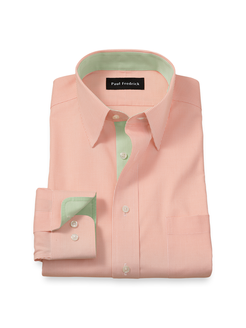 Product Image of Comfort Stretch Non-iron Check Dress Shirt With Contrast Trim-Melon