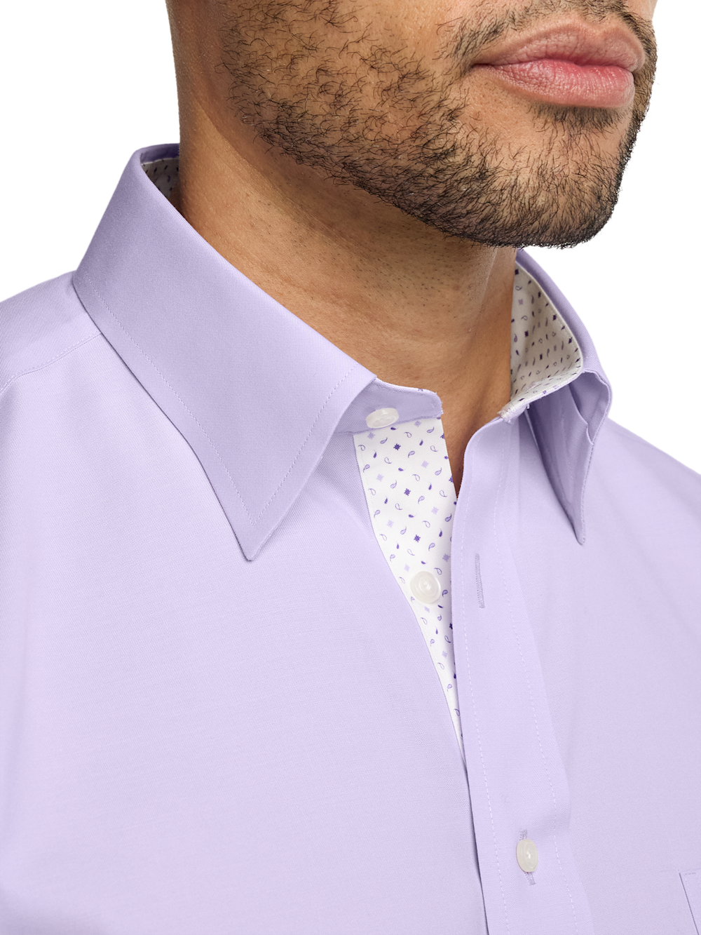 Alternate Image of Comfort Stretch Non-iron Solid Dress Shirt With Contrast Trim-2