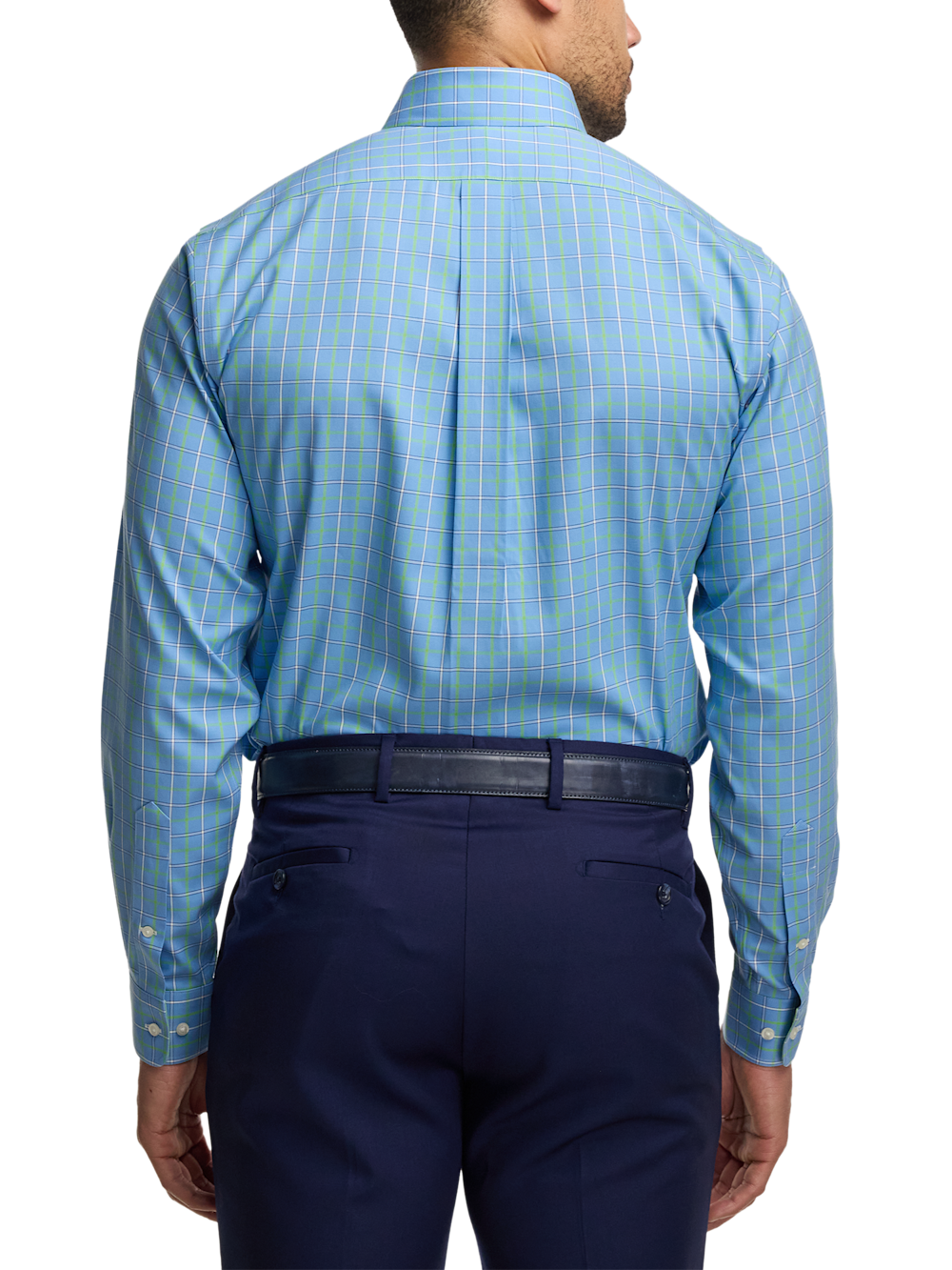 Alternate Image of Comfort Stretch Non-iron Check Dress Shirt With Contrast Trim-4