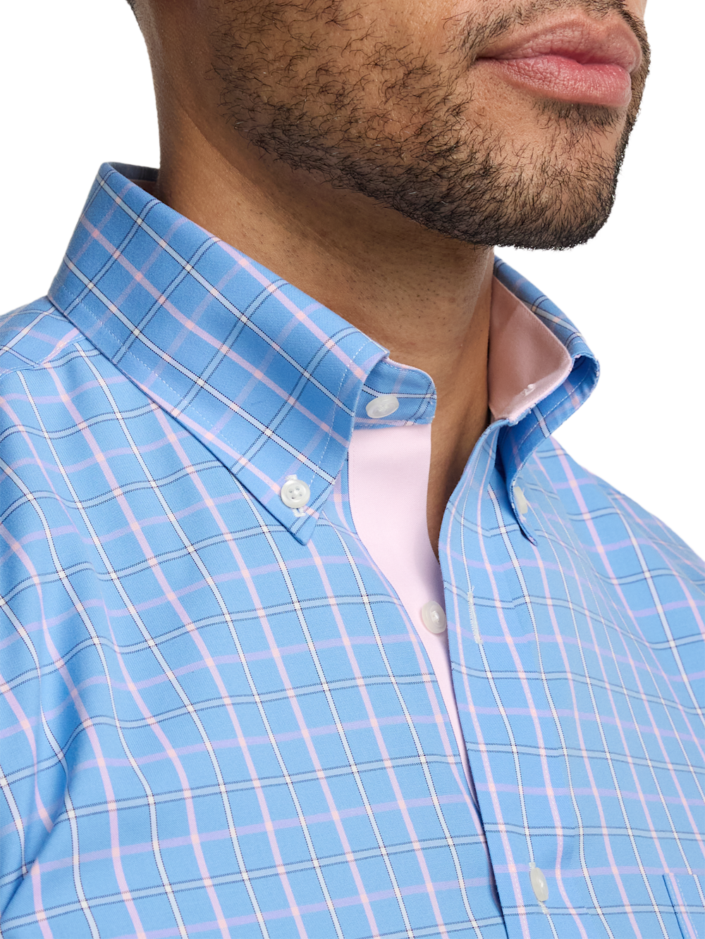 Alternate Image of Comfort Stretch Non-iron Check Dress Shirt With Contrast Trim-2