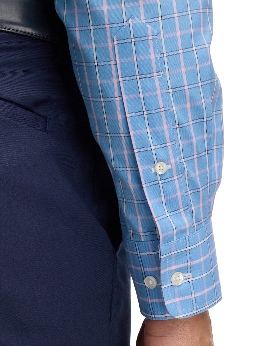 Alternate Image of Comfort Stretch Non-iron Check Dress Shirt With Contrast Trim-3