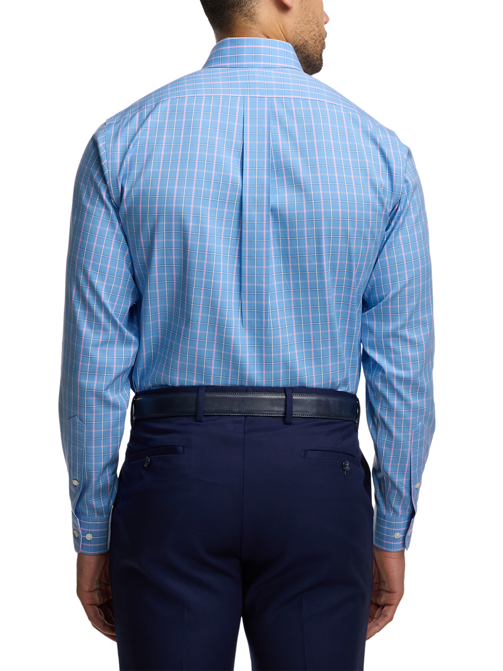 Alternate Image of Comfort Stretch Non-iron Check Dress Shirt With Contrast Trim-4
