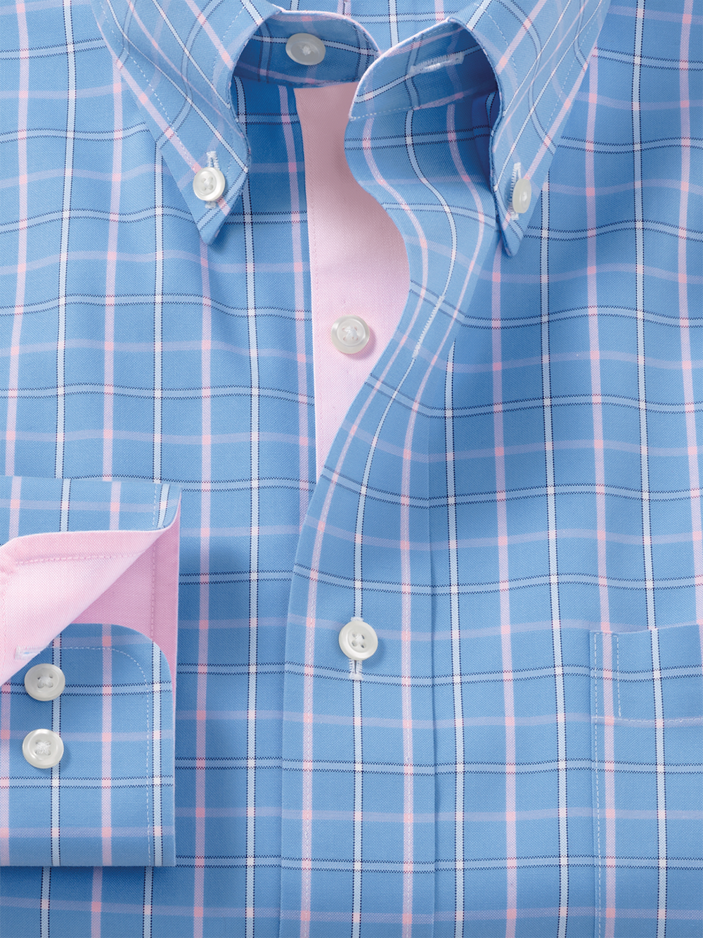 Alternate Image of Comfort Stretch Non-iron Check Dress Shirt With Contrast Trim-5