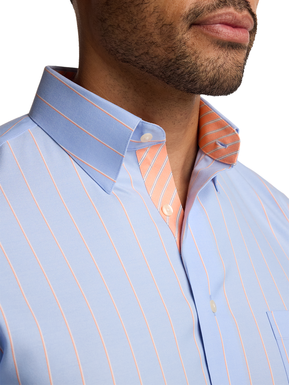 Alternate Image of Traveler Cotton Blend Stripe Dress Shirt With Contrast Trim-2