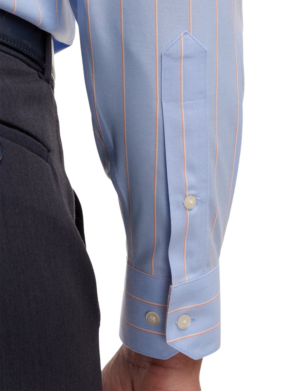 Alternate Image of Traveler Cotton Blend Stripe Dress Shirt With Contrast Trim-3