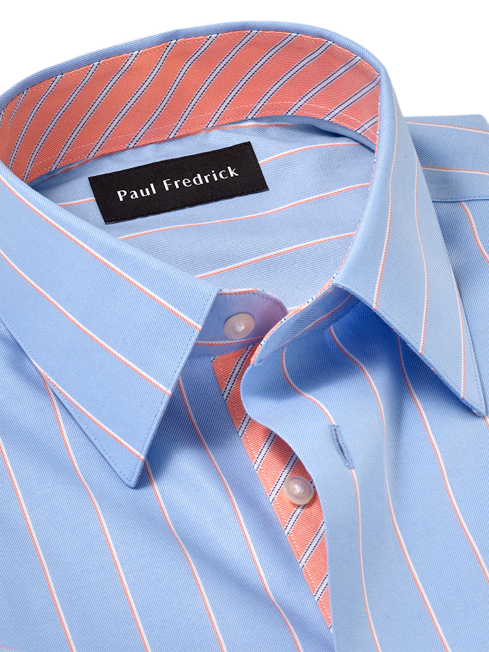 Travel Cotton Blend Stripe Dress Shirt With Contrast Trim