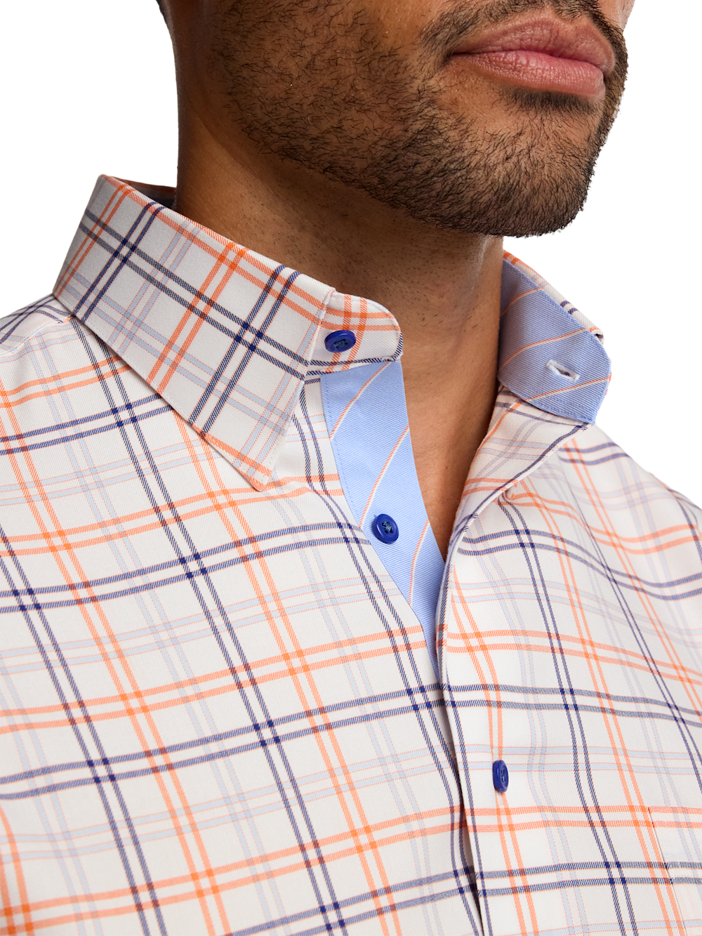 Alternate Image of Traveler Cotton Blend Check Dress Shirt With Contrast Trim-2