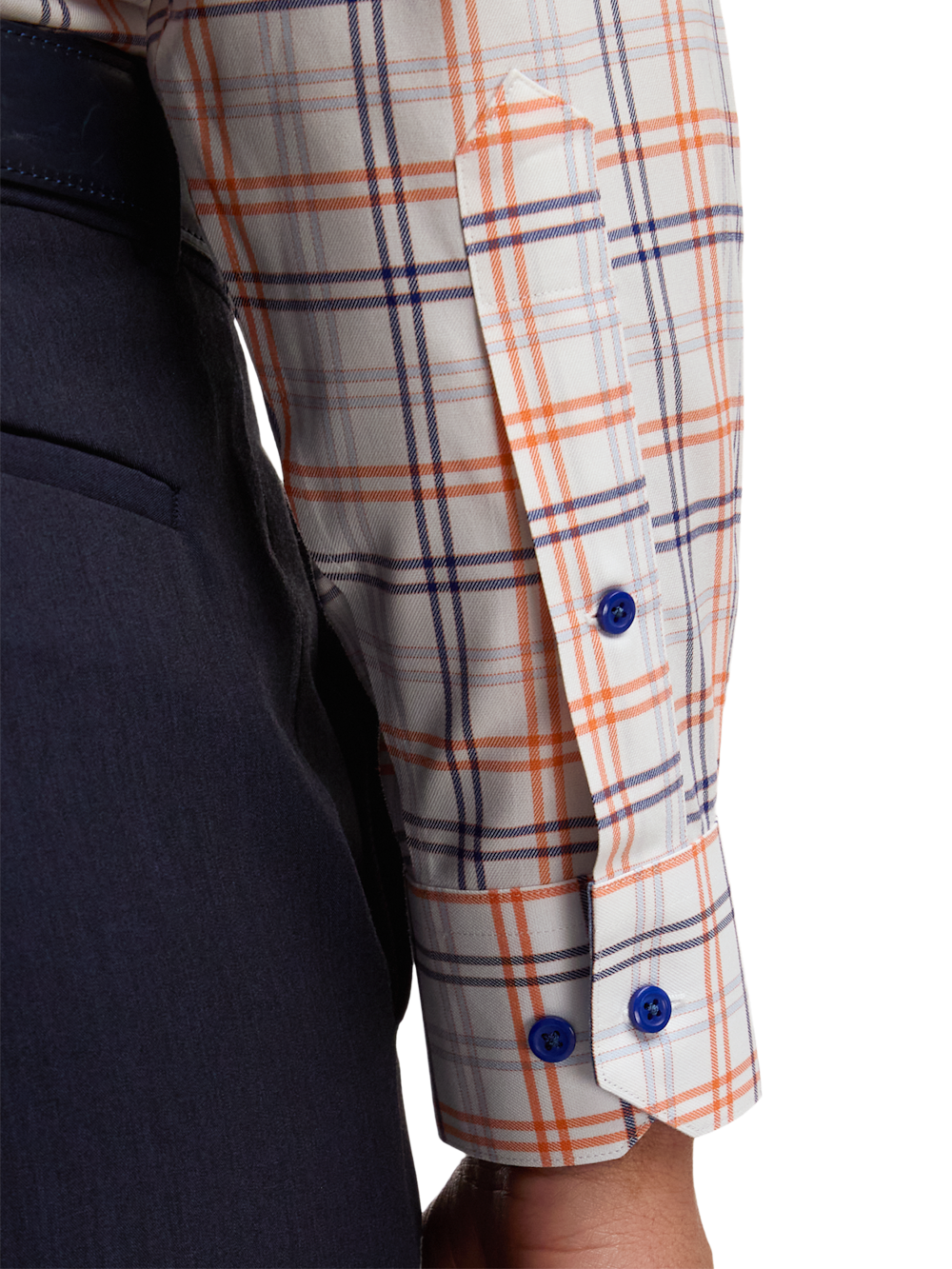 Alternate Image of Traveler Cotton Blend Check Dress Shirt With Contrast Trim-3