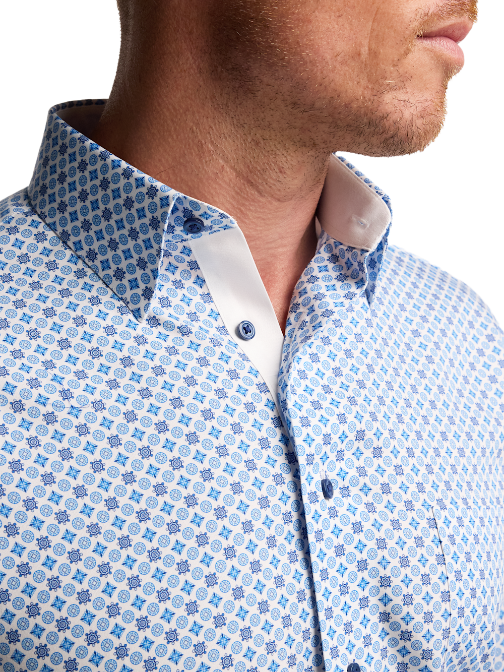 Alternate Image of Non-iron Cotton Geometric Dress Shirt With Contrast Trim-2