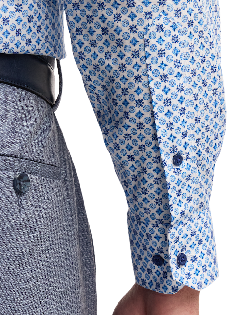 Alternate Image of Non-iron Cotton Geometric Dress Shirt With Contrast Trim-3