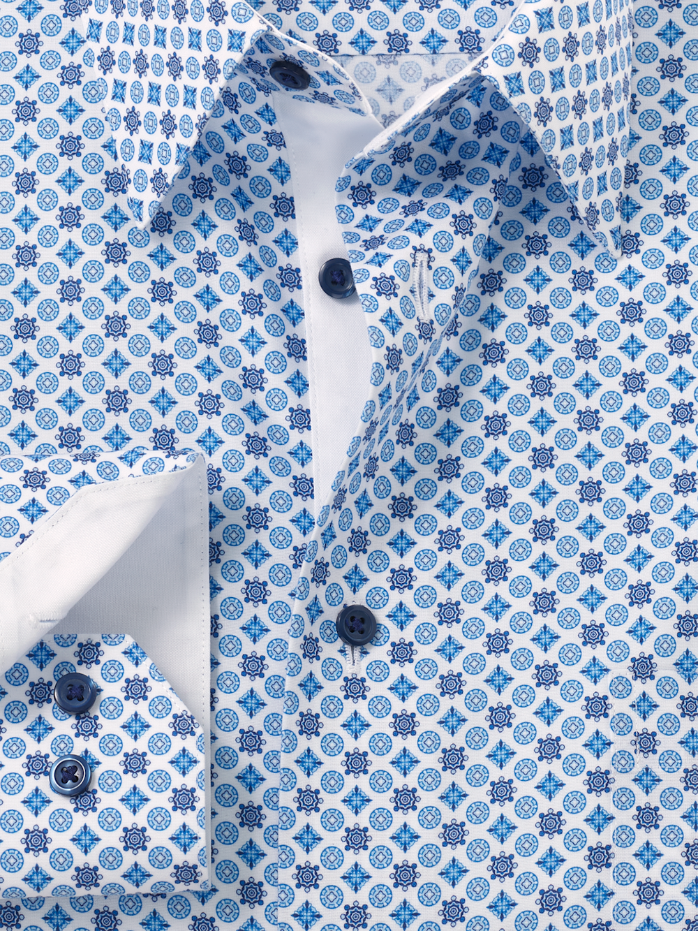Alternate Image of Non-iron Cotton Geometric Dress Shirt With Contrast Trim-5